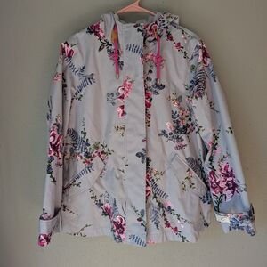Joules Floral Utility Jacket - Gray and Pink